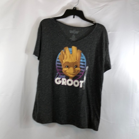 Marvel Tops - I Am Groot Marvel T Shirt Grey/Black Extra Large